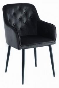 Krzesło KLARA czarne tapicerowane glamour pikowane welur