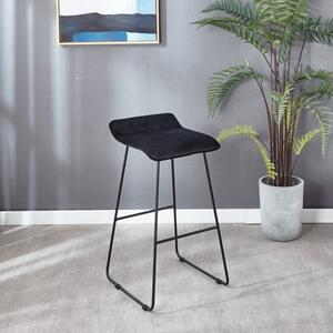 Hoker tapicerowany Volt czarne krzesło barowe bez oparcia welur