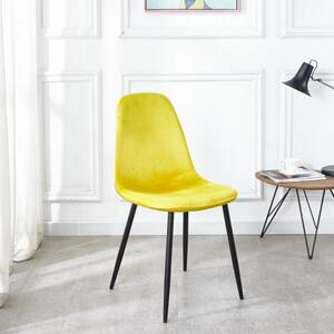 Krzesło do salonu FOX I żółte nogi czarne tapicerowane welur