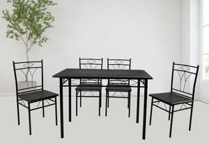 Zestaw kuchenny SOFI czarny stół prostokątny 110x60 + 4 krzesła