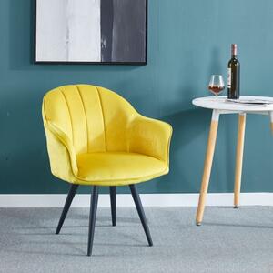 Krzesło do salonu Kanada żółte nogi czarne tapicerowany welur