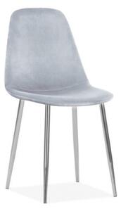 Krzesło do salonu FOX IV jasno szare nogi chrom tapicerowane welur
