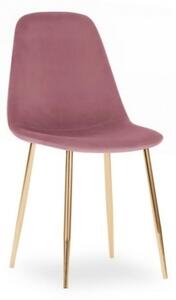 Krzesło do salonu FOX II ciemno różowe nogi złote tapicerowane welur