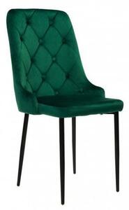 Krzesło Mig zielone tapicerowane glamour pikowane guziki welur
