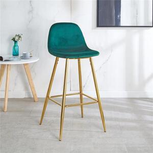Hoker NILSON II zielony nogi złote krzesło barowe tapicerowane welur