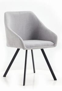 Krzesło Bona jasno szare nogi czarne tapicerowane z podłokietnikami