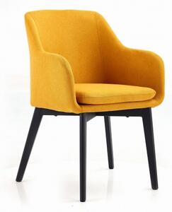 Krzesło EMI żółte tapicerowane z podłokietnikami kubełkowe