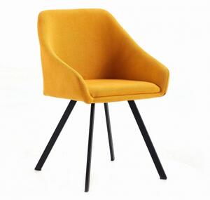Krzesło BONA żółte nogi czarne tapicerowane z podłokietnikami