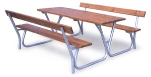 Stół na zewnątrz z ławkami i oparciami, 1800 mm
