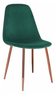 Krzesło do salonu FOX III zielone nogi miedziane tapicerowane welur outlet