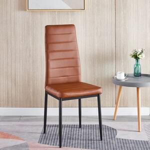 Krzesło do salonu Fabia brązowe tapicerowane eko skóra