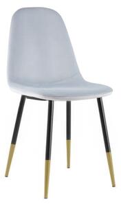 Krzesło do salonu FOX V jasno szare nogi czarne/złote tapicerowane welur