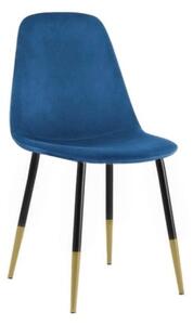 Krzesło tapicerowane do salonu Fox V granatowe nogi czarne/złote welur