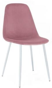 Krzesło tapicerowane do salonu Fox VI ciemno różowe nogi białe welur