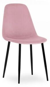 Krzesło do salonu FOX I różowe nogi czarne tapicerowane welur