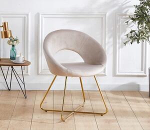 Krzesło MAGNOLIA beżowe nogi złote tapicerowany welur
