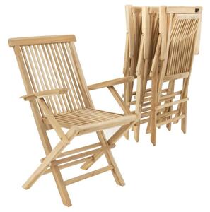 Zestaw 4 krzeseł ogrodowych DIVERO składanych - drewno teko