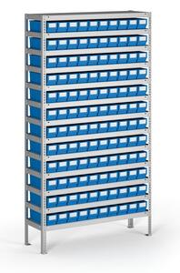 Regał z pojemnikami plastikowymi Shelfpoj., 2000x1000x500 mm, 120x poj. C