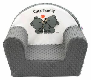 New Baby Fotelik dla dzieci z Minky Cute Family szary, 42 x 53 cm