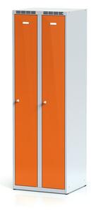 Alfa 3 Metalowa szafka ubraniowa, pomarańczowe drzwi, zamek cylindryczny