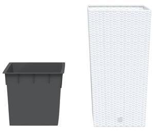 Donica z pojemnikiem wewnętrznym, biała, 21/49 L, rattan PP