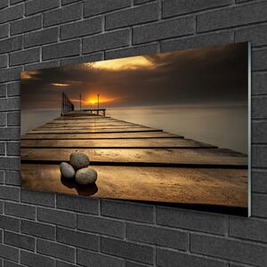 Obraz Szklany Morze Molo Zachód Słońca