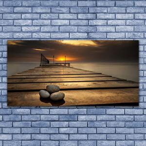 Obraz Szklany Morze Molo Zachód Słońca