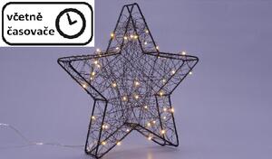 Dekoracyjna metalowa gwiazda 25 LED - czarna