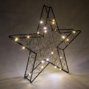 Dekoracyjna metalowa gwiazda 25 LED - czarna