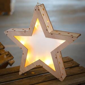 Świąteczna drewniana gwiazda z efektem 3D, 10 diod LED