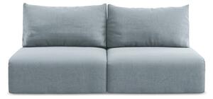 Niebieska aksamitna rozkładana sofa ze schowkiem 216 cm Kalena – Makamii