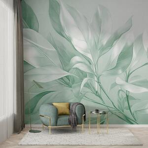 Fototapety Liście magnolii z białymi i zielonymi odcieniami, miękkie oświetlenie, elegancka kompozycja,, Fototapety Akwarele, w09385v1 : Uwalls.pl