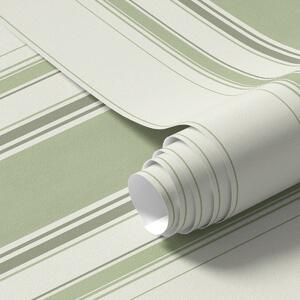 Tapety Kremowe tło z szerokim zielonym środkowym paskiem, Tapety Geometryczne, Tapety w paski, a00519 : Uwalls.pl