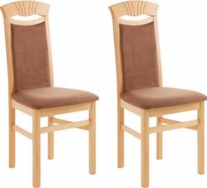 Zestaw krzeseł tapicerowanych, brązowe, rama buk