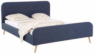 Eleganckie, tapicerowane łóżko 100x200 cm, niebieskie