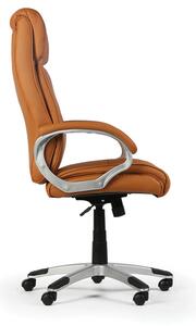 Skórzane krzesło biurowe FOSTER, jasnobrązowe