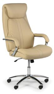 Krzesło biurowe NEXUS, skóra naturalna, beż