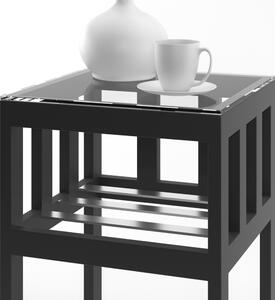 Metalowy stolik Nocny wzór 34 ze szklanym blatem i półką