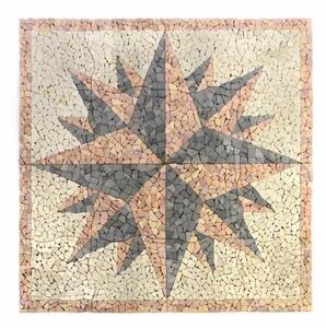 Marmurowy kompas mozaikowy DIVERO - 120 x 120 cm