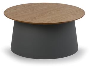 Plastikowy stolik kawowy SETA z drewnianym blatem, średnica 690 mm, szary