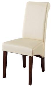 Eleganckie, beżowe krzesła, sztuczna skóra, drewno bukowe - 2 sztuki