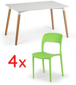 Stół do jadalni 120 x 80 + 4x krzesło plastikowe REFRESCO zielone