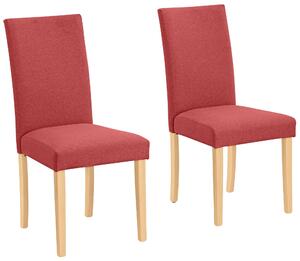 Proste krzesła do jadalni, czerwone, nogi bukowe - 4 sztuki