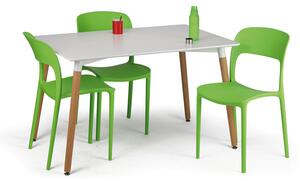 Zestaw - Stół do jadalni 120 x 80 + 4x krzesło plastikowe REFRESCO zielone