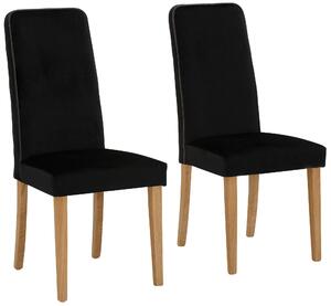 Eleganckie, czarne krzesła, nogi dębowe - 2 sztuki