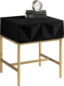 Modny stolik z szufladą i geometrycznym frontem, czarny