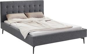 Szlachetne, tapicerowane łóżko, szare 180x200 cm