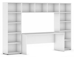 Biblioteka z wbudowanym biurkiem, 2950x700/400x1923 mm, biały