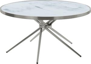 Ciekawy, srebrny stolik o nowoczesnym designie, duży
