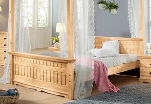 Urokliwe, sosnowe łóżko 140x200 cm, zdobione